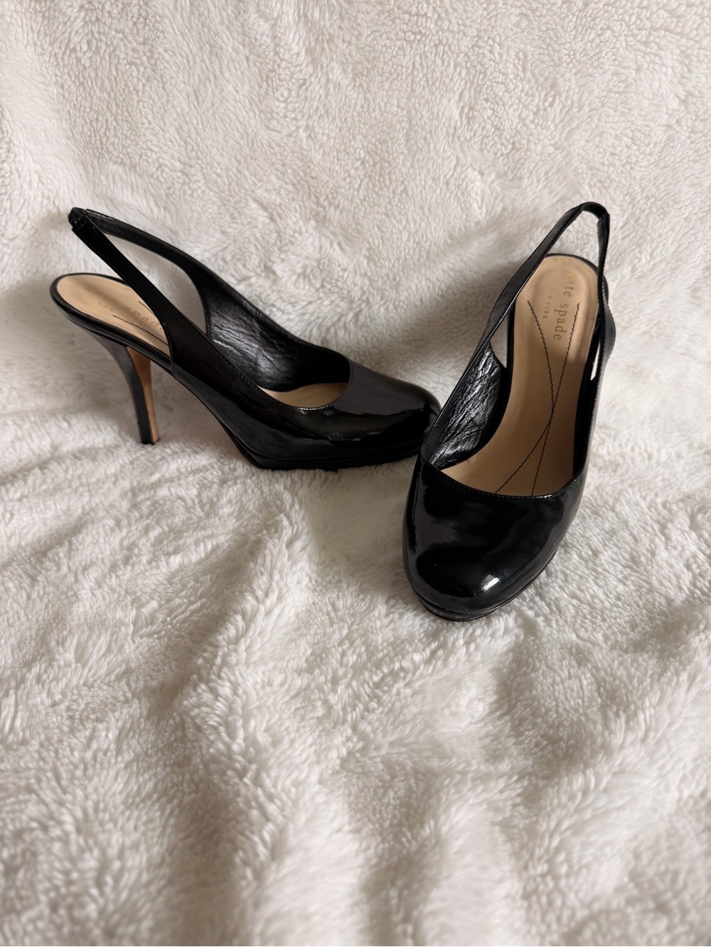 kate spade Black Patent Slingback Heels